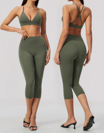 New Yoga Set Shockproof Sports Bra High Waist Five-point Pants 8793