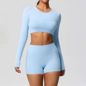 Skinny Polished Long-sleeved Chest Pad Yoga Set