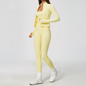 New Naked Pilates Training Suit Breathable Slim Yoga Suit Three-piece Set 4518