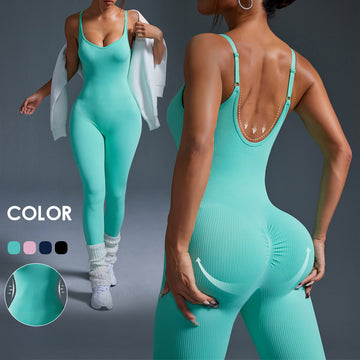 Seamless All-in-one Slimming Threaded Suspender Onesie Jumpsuit S136