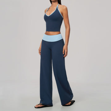 New Neck-hanging Contrasting Sports Vest High Waist Sports Quick-drying Training Set 9639