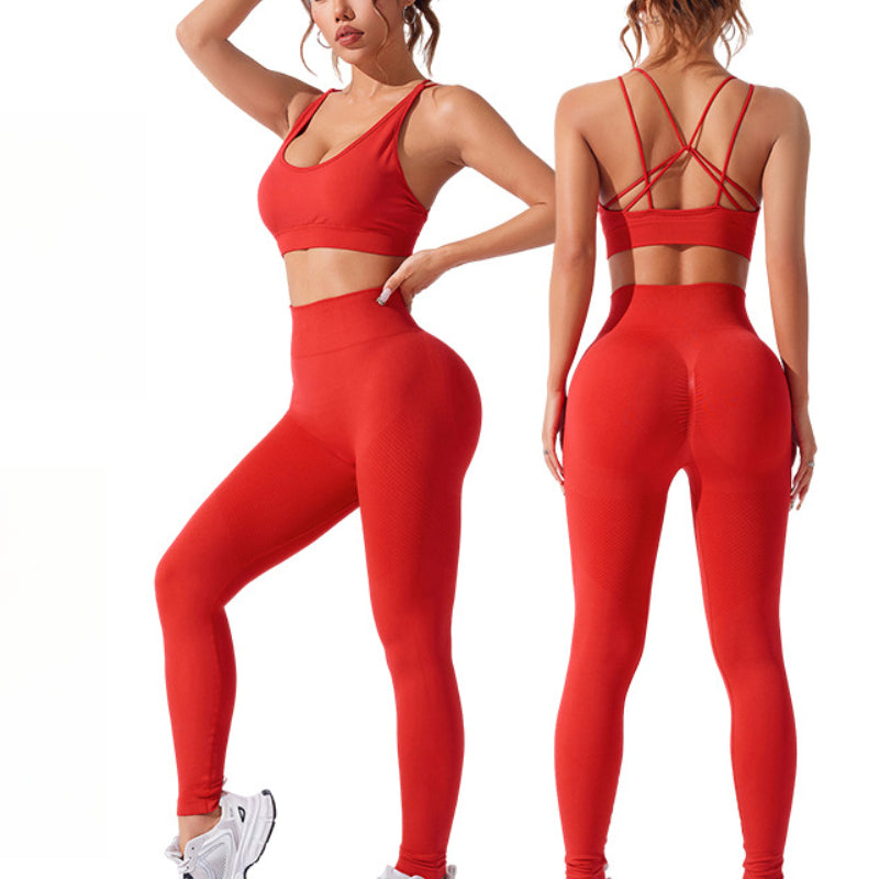 Seamless Cross Back Sports Bra Trousers Set S145/S128
