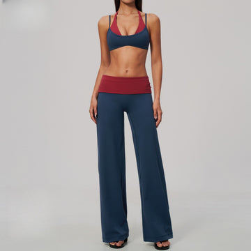 Sexy High Waist Belly Wide Leg Pants Sports Quick-drying Gym Clothes 2585