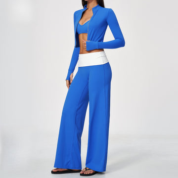 New Contrasting Color Breathable Yoga Exercise Three-piece Set 9666