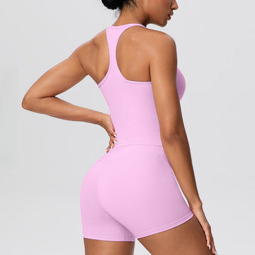 Skin-friendly I-shaped Beautiful Back Sports Vest, Yoga Shorts 2 Pcs Set