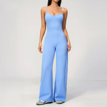 New Cross-back Fashion Stretch Wide-leg Pants Jumpsuit 4529