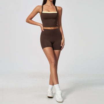 New Nude Beauty Back Yoga Vest Sports Running Set 6116