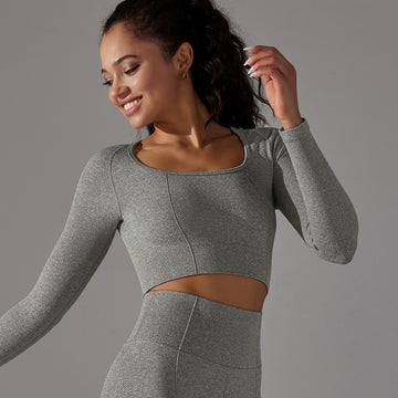 Seamless Knitted Long-sleeved Quick-drying Breathable T-shirt Yoga Top
