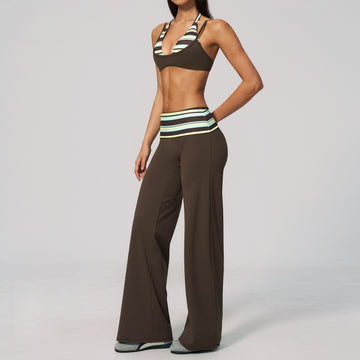 New Fake Two-piece Beauty Back Bra Casual Fashion Flared Pants Yoga Two-piece Set 4549