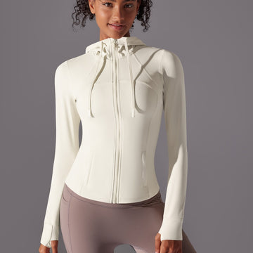 Outdoor Sunscreen Clothing Skinny Sports Top Breathable Hooded Zip Jacket