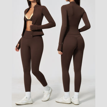 New Nude Sports Quick-drying Fitness Wear Casual Running Sports Three-piece Set 6116