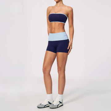 New Tube Top Yoga Suit Contrasting Colors Hip Lift Yoga Shorts Sports Set 2570