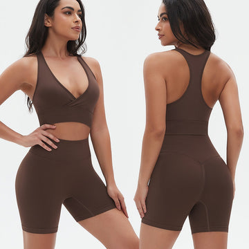 Seamless Back High Elastic Sports Yoga Clothes Running Fitness Set