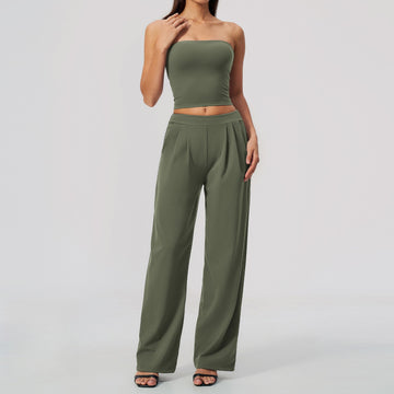 New Fashion Tube Top Breathable Quick Drying High Waist Abdominal Casual Yoga Set 8793