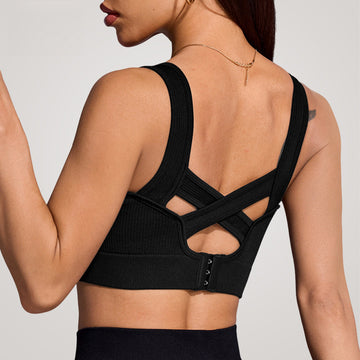 Solid Color Seamless Back Hollow Sports Bra S235