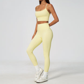 New Suspender Chest Pad Vest High Waist Nude Quick-drying Sports Fitness Set 4518