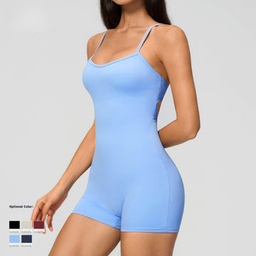 New Cross Back Yoga Suit Sports Fitness Shorts Jumpsuit 4529