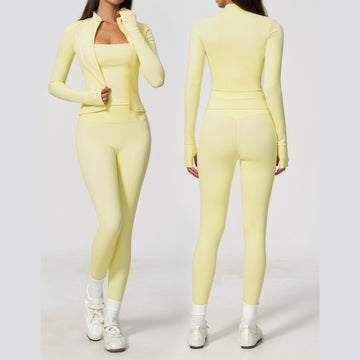 New Naked Pilates Training Suit Breathable Slim Yoga Suit Three-piece Set 4518