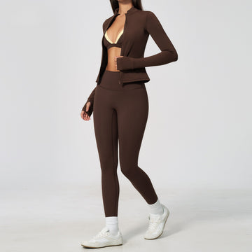 New Nude Sports Quick-drying Fitness Wear Casual Running Sports Three-piece Set 6116