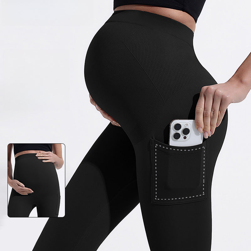 Seamless Maternity Yoga Leggings with Pockets B307
