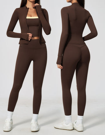 New Quick-drying and Breathable Fitness Clothes Three-piece Cardigan Yoga Clothes 6116
