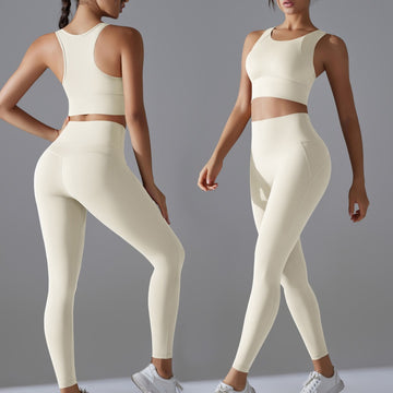 Sexy Back Sports Bra High Waist Skin-friendly Hip-lifting Trousers Running Fitness Yoga Set