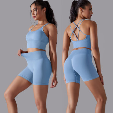 Seamless Knitted High Elastic Sports Tight Yoga Clothing Fitness Two-piece Set