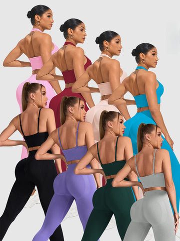 Seamless Neck Strap Sports Bra Trousers Set S123/S125/S124