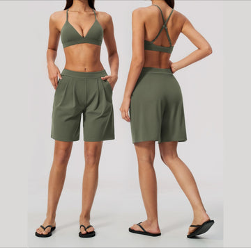 New Cross Back Yoga Bra High Waist Belly Peach Buttocks Fitness Set 8793