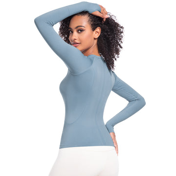 Long Sleeve Crew Neck Sports T-Shirt Skin-friendly Slim Fit Breathable Yoga Long Sleeve Top