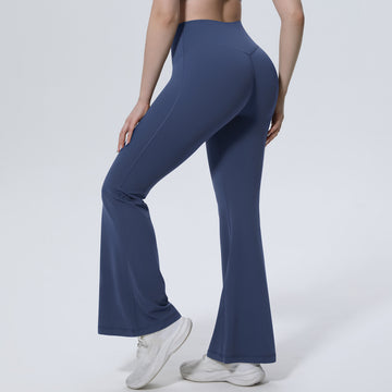 Skin-friendly Nude High-waisted Elastic Training Wide-leg Pants Fitness Pants