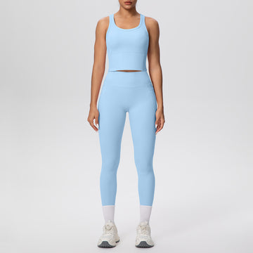 Quick-drying Breathable Sports Vest Pocket Yoga Pants Fitness Set