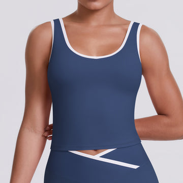 Naked Color Contrasting Sports Beauty Back Yoga Vest Tennis Fitness Wear Sports Top