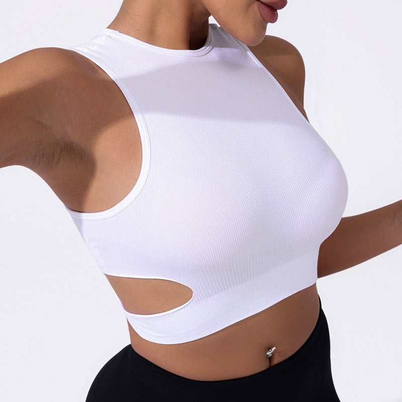 Seamless White Sexy Hollow Sports Bra S135