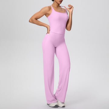 Naked Sports Vest Loose Straight Pants Fitness Yoga Set