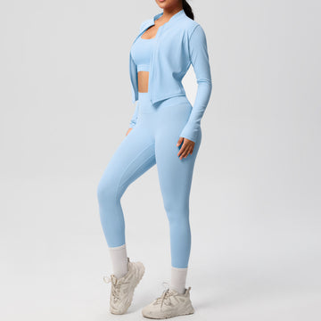 Skin-friendly Double-sided Grinding Tight Sports Yoga Three-piece Set