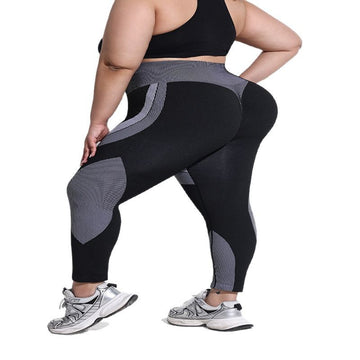 Plus Size Breathable High Waist Contrast Seamless Yoga Leggings S029