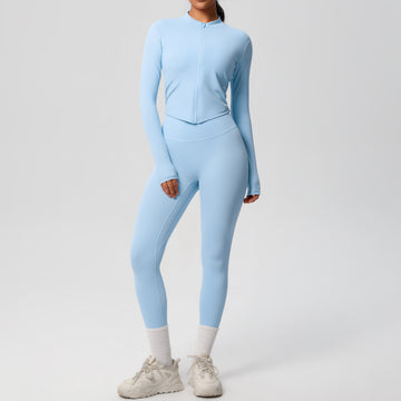 Naked Sports Zipper Long Sleeve Tight Yoga Set