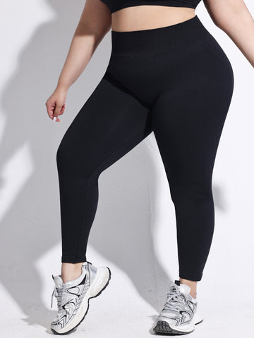 Plus Size Peach Hip Solid Color Yoga Leggings B303