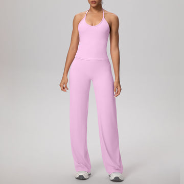 Tether Sling Yoga Vest Fitness Loose Straight Pants Fitness Yoga Suit Women