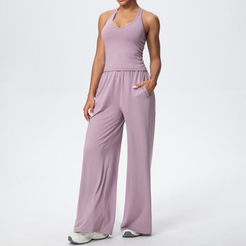 Hot-selling I-shaped Beauty Back Sports Vest Loose Straight Pants Fitness Wear Yoga Set