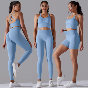 Seamless Back High Elastic Hip Lift Yoga Suit Fitness Set