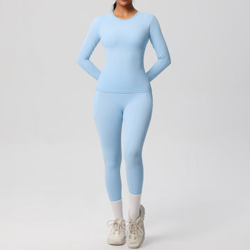 Gym Wear Training Long Sleeve Pocket Yoga Clothing Fitness Two-piece Set