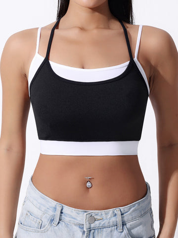 2025 Contrast Shoulder Strap Sports Wind Tight Yoga Vest S217