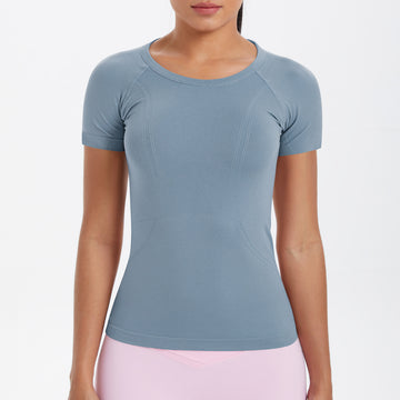 Seamless Quick-Drying Crew Neck Short Sleeve Sports T-Shirt