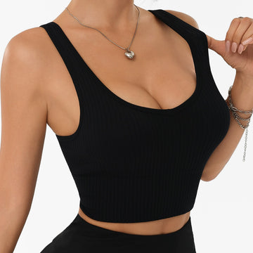 Custom Seamless V-Neck Threaded Wide Yoga Outdoor Top bra S129