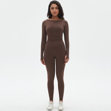 Seamless Pleated Peach Tight Fitness Yoga Set
