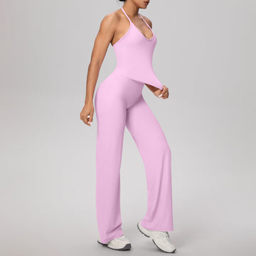 Tether Sling Yoga Vest Fitness Loose Straight Pants Fitness Yoga Suit Women