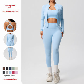 Skin-friendly Double-sided Grinding Tight Sports Yoga Three-piece Set