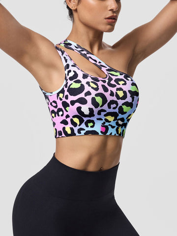 Seamless Slash Shoulder Print Leopard Print Sports Vest S267